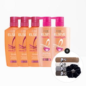 엘세브 드림랭스 샴푸 400ml / 컨디셔너 헤어팩 410ml 5개+스누피 타올 1장(랜덤)+스크런치(랜덤)