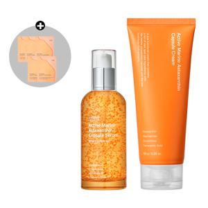 (+마스크팩 5매) 마린 아스타잔틴 캡슐 세럼 80ml +크림 150g 대용량