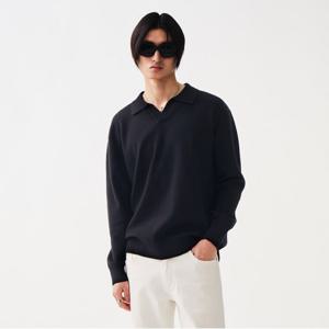 [STCO]블랙 오버핏 솔리드 니트-SOSKTBUA02