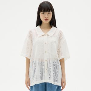 레이스 오버핏 반팔 셔츠 [WHITE]