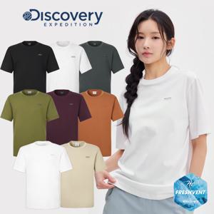 디스커버리 25년 남여공용 프레시벤트 스몰로고 세미오버핏 반팔티 DXRS75053