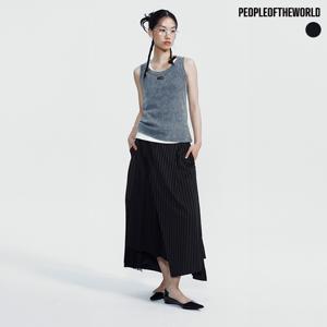 스트라이프 플리츠 스커트