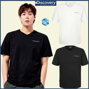 디스커버리 25S/S 여름 신상 세미오버핏 남여공용 브이넥 반팔티셔츠 DXRS77053
