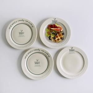 파밍스 마켓 레터링 원형 접시 19cm 4p세트 2type 택1 브런치 접시 홈카페 플레이트