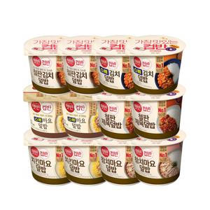 [1등 컵밥] 햇반 컵반 한끼간편 덮밥세트 12개(치킨마요x2+참치마요x2+스팸마요x2+철판제육x2+철판김치x2+스팸김치x2)