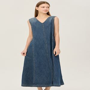 베네통 민소매 A 라인 데님 원피스 BAOP13441