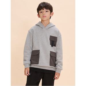 [30%OFF]멀티 포켓 후디 스웨트 셔츠 - 그레이