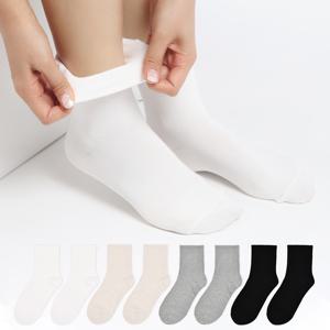 여성용 발목 조임이 없는 무압박 중목 양말 8켤레