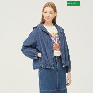 등판 자수 후드 데님 점퍼 BAJP51431