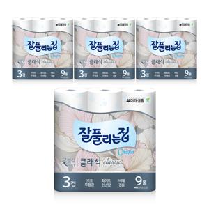 클래식 화장지 27m x 9롤 x 4팩
