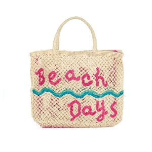 'Beach Days' Small Bag - Natural and pink