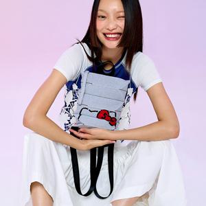 [50주년 한정판] Lucky Pleats Knit Backpack XS 50th Hello Kitty Platinum