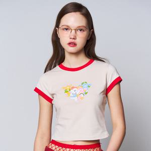 [최초가 54,000원] [WOMENS EDITION] 런 투게더 케어베어 하트 쉐입 크롭 티셔츠 레드