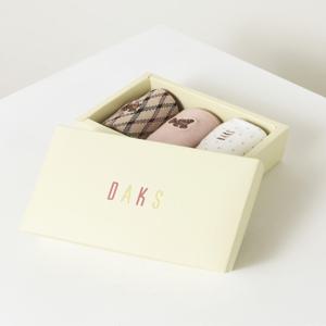 [선물포장/쇼핑백동봉] 화이트 라인배색 면혼방 여성 장목3족세트 DBSS4F400