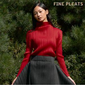[FINE PLEATS] 피네 플리츠 단추 터틀 탑 레드