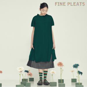 [FINE PLEATS] 피네 플리츠 트위스트 원피스 딥 그린