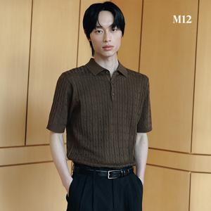 [온플] M12 25SS 남성 코튼 블렌디드 케이블 카라니트 4종