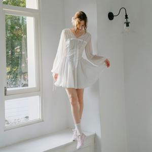 5/12일예약배송_Cest_White floral chiffon dress