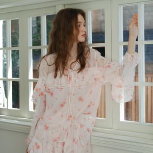 5/8일 예약배송_Cest_Flower frill chiffon shirt