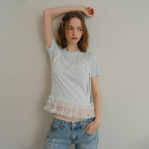 5/12일 예약배송_Cest_Lace patchwork short sleeve top