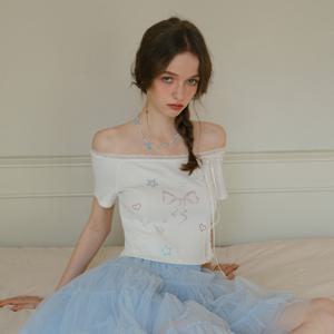 5/15일 예약배송_Cest_Cutie lace off-shoulder cropped top