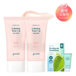 맑은 어성초 진정 수분 톤업 선크림 50ml x2 [사은]녹차가득순한마스크4매+어성초수딩크림10ml