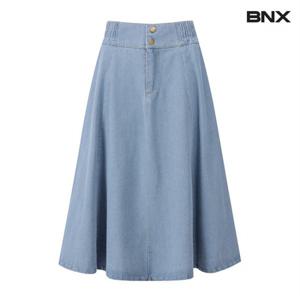 정상가:69,000원 | 데님 투버튼 플레어 밴딩 미디 스커트 (BW1SK004L0)