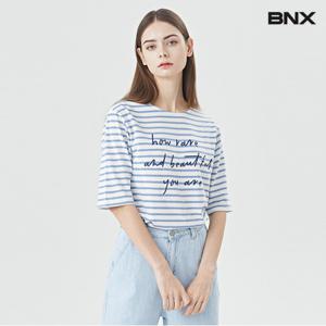 정상가:39,000원 | 스트라이프 단가라 레터링 티셔츠 (BU1TS071L0)