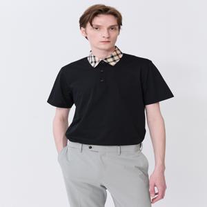[닥스 남성] [[24SS]] WMTS4B003BK [스테디셀러]블랙 체크배색 면혼방 반팔카라티셔츠