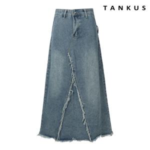 정상가:79,000원 ㅣ 프린지 데님 맥시 스커트 (TX2SK002L0)