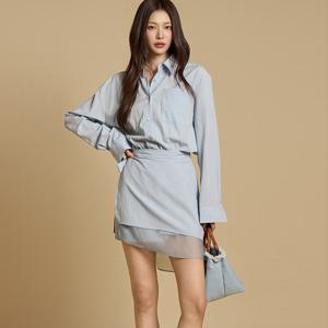 JS054 셔츠 랩 점프수트
