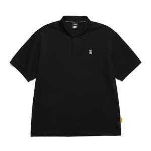 N242UPL910 동물 와펜 피케 반팔 티셔츠 CARBON BLACK