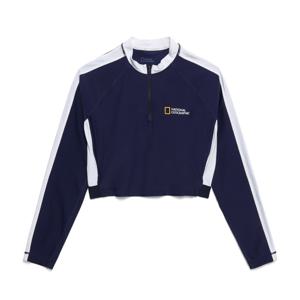 N242WRG610 여성 크롭 반집업 래쉬가드 DEEP SEA NAVY