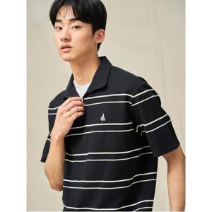 레이어드 반집업 반소매 티셔츠 - 블랙 (BC5342C155)