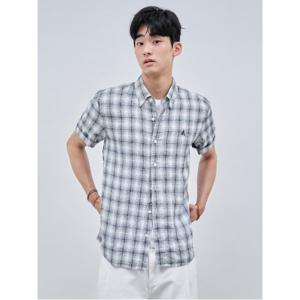 리넨 옴브레 체크 반소매 셔츠  네이비 (BC4465O33R)