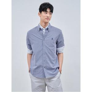 강연 시어서커 깅엄 체크 반소매 셔츠  네이비 (BC4465O43R)