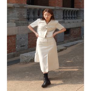 [앳코너] [[24SS]] AESK4B406I1 에이치라인 린넨 롱 스커트 베이지