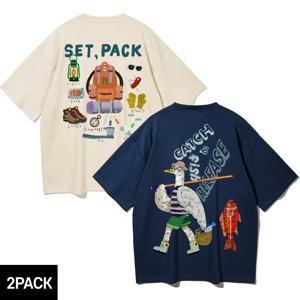 [2PACK]  SET PACK CATCH FISH 오버핏 반팔티 2종 패키지
