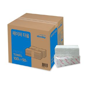 나이스데이 페이퍼타올 핸드타월 5000매 100매x50입 210x215mm