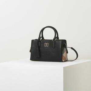 LL[선물포장] [HERITAGE CHECK CROWN] 블랙 가죽 체크배색 토트백 DCBA5E503