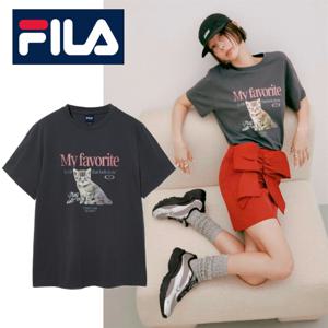 휠라 [MY 티셔츠] 오버핏 고양이 티셔츠 - FS252RS01F005
