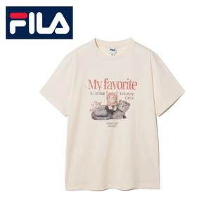 휠라 [MY 티셔츠] 오버핏 고양이 티셔츠 - FS252RS01F004