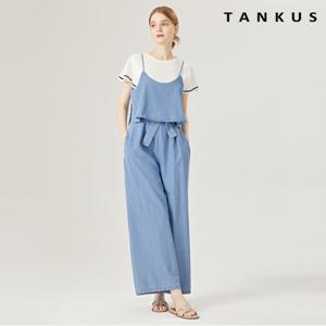 정상가:119,000원 | 데님 리본 트임 뷔스티에 점프수트 (TW2OP040L0)