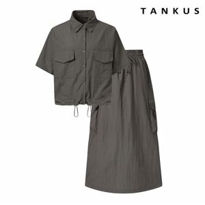 정상가:119,000원 ㅣ 카라넥 블라우스 카고 스커트 셋업 (TX2OP044L0)