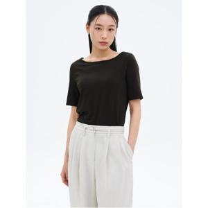 5부 소매 보트넥 티셔츠  브라운 (325442LY1D)