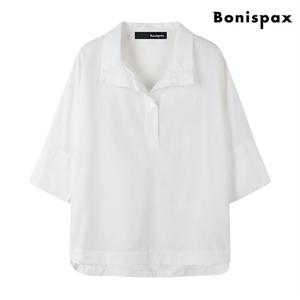 정상가:69,000원 | 데일리 카라 언발 솔리드 반팔 셔츠 (XO1BA045L0)