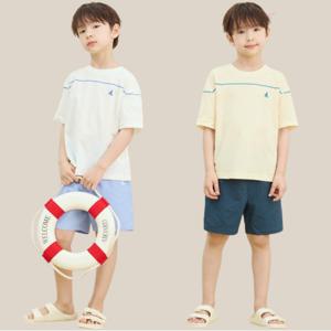 [5%OFF]25SS 냉감 우븐소재 배색 반팔 티셔츠 세트