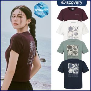 디스커버리 신상 고윤정 프레시벤트 여성 워싱 크롭 그래픽 반팔티 DWRS99053