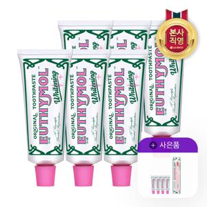 화이트닝 미백치약 106g 6개 +추가 화이트닝 치약 20g 4개+화이트닝 칫솔 1입