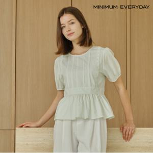정상가:79,000원 ㅣ [미니멈 에브리데이]페미닌 라운드넥 벨트 레이어드 반팔 셔츠 (EB2BA020D)